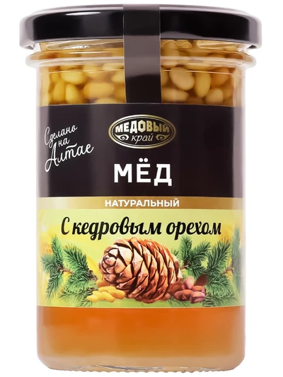 Мед цветочный с кедровым орехом, 260 г