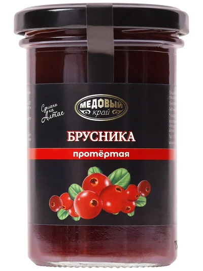 Брусника протертая с сахаром, 250 г